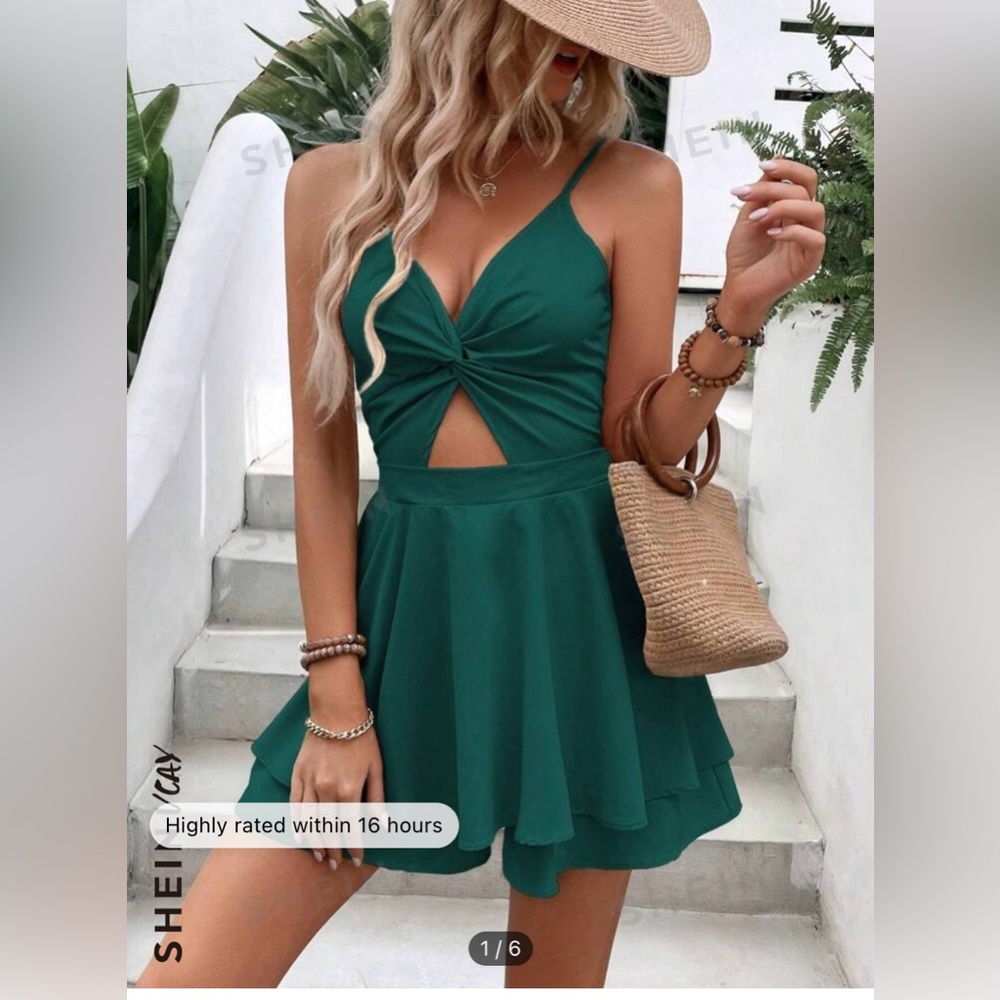 Twist front cut out two layer romper